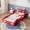 Red + MDF, variant on Wooden Race Car Bed Twin Size, Car-Shaped Platform Bed with Wheels & Safety Rails