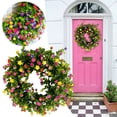 thumbnail image 5 of Farmhouse Wreath for Front Door Porch Decor Window Colorful WreathRound Cottage Artificial Green Spring Winter Small Patio Wreaths for Kitchen Cabinets Wall Outdoor Decor, 5 of 9