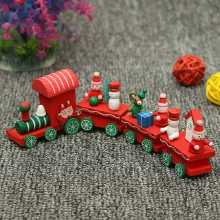 Santa Claus Train - Kids Gifts Christmas Woods Small Wooden Train Mini Children Kindergarten Santa Claus Festive Decorations Gift for Christmas Activities Parties