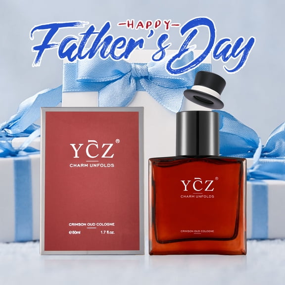 YCZ Crimson Oud Cologne for Men, Spicy Oriental Eau de Parfum, 1.7 Fl OZ