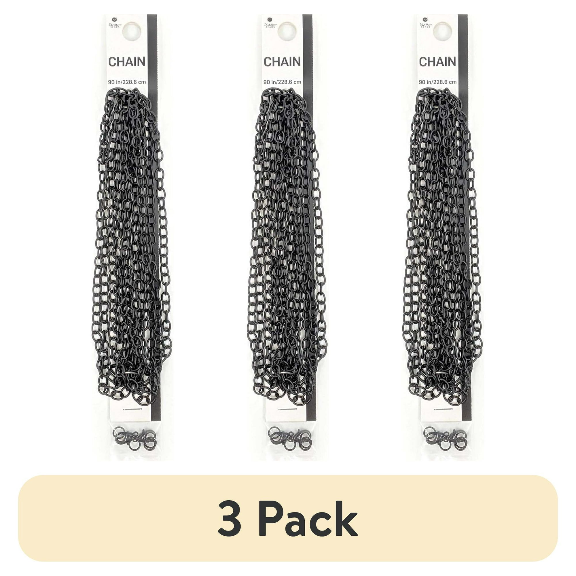 (3 pack) Blue Moon Beads Black Metal Cable Chain for Jewelry Making 90 Inches 1-pack