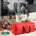 thumbnail image 2 of Yexmas 3 Pack Large Christmas Tree Storage Bag,Fits up to 7.5 ft Artificial Trees,Christmas Wreath Garland Storage Bag,Christmas Ornament Storage Box,Reinforced Handles & Zipper,Red, 2 of 7