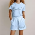 thumbnail image 5 of Gelikeya First Day of School Outfits for Girls Szie 7-8 Light Blue 2 Piece Tee Shirt and Pants Set, 5 of 5