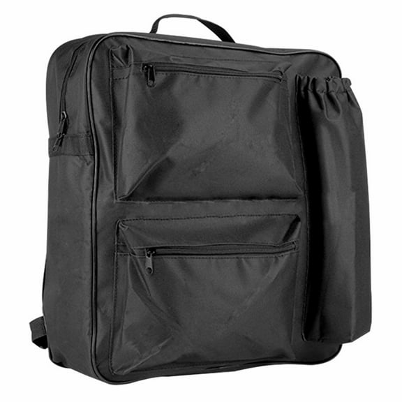 Wheelchair Backpack | Storage Bag for Back of Wheelchair | Adjustable Nylon Organizer Pouch with Reflective Strip | 19x15.74x4.4in | Black