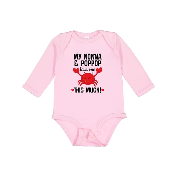 Inktastic Nonna and Poppop Grandson Crab Boys or Girls Long Sleeve Baby Bodysuit