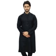 thumbnail image 2 of Atasi Men's Long Black Cotton Mandarin Collar Shirt Ethnic Clothing-XXX-Large, 2 of 7