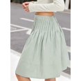 thumbnail image 5 of Green Pleated High-Waist A-Line Midi Skirt For Women, 5 of 7