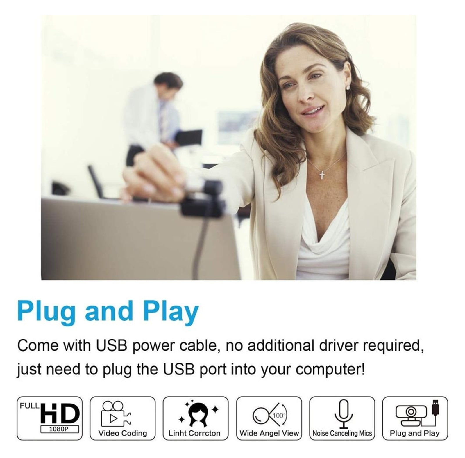 Webcam HD 1080P 60fps USB Web Camera With Microphone For PC Conference With Tripod For Conferencing, Live Streaming, Recording ,HD Video