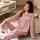 thumbnail image 1 of Pijamas de primavera y otoño para mujer, de manga larga, de alta calidad, de color puro, de algodón puro, sencillo, para otoño e invierno, para el hogar, 1 of 6