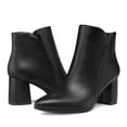 thumbnail image 5 of BOCCA Women's Ankle Boots Chunky Block Low Heel Comfortable Pointed Toe Side V Cutout Dressy Office Booties with Zipper, 5 of 7