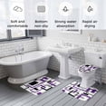 thumbnail image 5 of Purple Black Geometric Bath Mat 3 Piece Bathroom Rug Set, Minimalist Stripes Abstract Art Non Slip Bath Rug Contour Mat and Toilet Lid Cover, Absorbent Shower Mats Soft Bath Rugs and Mats Sets, 5 of 8