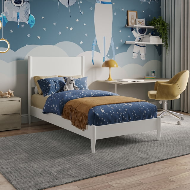 Pasadena Lit Plateforme Bas en Bois pour Jumeaux en Blanc