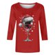 thumbnail image 3 of Camisetas de Manga Larga de las Mujeres Impresión de Navidad Cuello Redondo 3/4 Manga Suéter Superior, Moda Informal para Fiesta de Vacaciones Y Uso Diario, 3 of 7