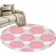 thumbnail image 2 of Pink Dahlia Round Area Rug 3.3 FT, Non Slip Small Entryway Kitchen Mat, Farmhouse Abstract Grey Floral Patterned Washable Soft Circular Rug Non-Shedding Door Mat for Bathroom Playroom Kids Room, 2 of 9
