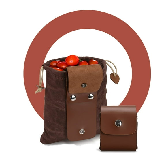 Visland Canvas Foraging Pouch Bag Foldable Waterproof Leather Belt Pouch Bag with Drawstring for Outdoor Hiking Hunting Fishing