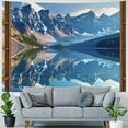 thumbnail image 4 of JRXY Window Tapestry Mountain Lake Forest Scene Tapestry Nature Landscape Wall Hanging, Flannel Art Large Tapestries Flannel for Bedroom Home Decor GTFNAT0088 Painting, 4 of 6