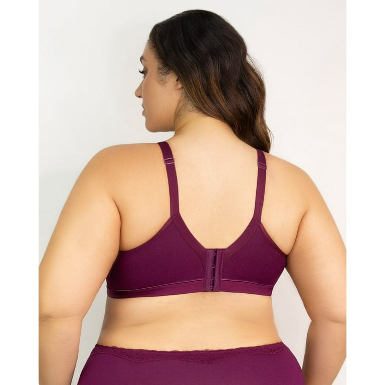 Curvy Couture Women's Cotton Luxe Front And Back Close Wireless Bra Grey  Heather 44dd : Target