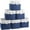 White/Navy Blue-6 Pack, variant on Cube Storage Baskets, 6 Pack 11x11 inch with Cotton Handles for Closet, Shelves, Clothes, Towel (White/Navy Blue)