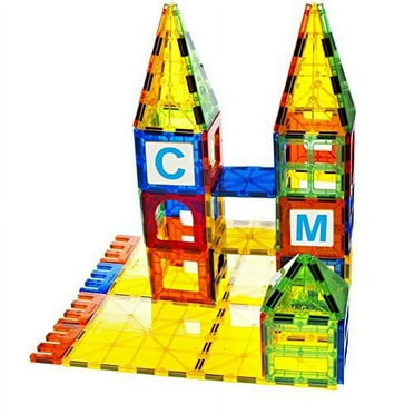 Mag-Genius building Magnet Tiles 3D Brain Building Blocks Set of 185 Pieces   17 New Plastic Fun Clickins Includes 2 Cars And Free Storage Bin
