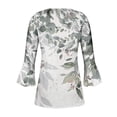 thumbnail image 5 of Meichang Chemisiers Boutonnés pour Femmes 2024 Tunique Plissée Manches 3/4 Évasées Chemise Décontractée à Imprimé Floral Blouse Évasée Douce Extensible Fendue Col en V T-Shirts Haut pour les Vacances, 5 of 5