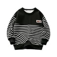 thumbnail image 3 of Tsivenald Boys Striped Sweatshirt Crewneck Long Sleeve Pullover Soft Casual Sweater for Toddler Boys 1-12 Years, Black, 3 of 7