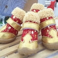thumbnail image 6 of comerut 4Pcs Pet Shoes Stone Pattern Bronzing Keep Warmth Fastener Tape Pet Dog Snow Boots for Winter, 6 of 8