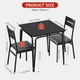 thumbnail image 2 of Twister.CK 3 Piece Dining Table and Chairs Set, Kitchen Table Set for 2, Square Breakfast Table for Apartment Dining Room Small Kitchen Home, Black, 2 of 8