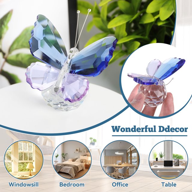 Cateissary Pisapapeles de mariposa de cristal azul y morado de primera calidad, adorno, elección de regalo, decoraciones exquisitas Decoración del hogar Azul púrpura