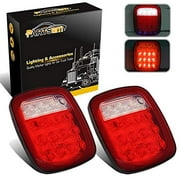 Partsam 2x Universal 16 LED Stop Tail Turn Signal Backup Reverse Brake Clearance Marker Lights Lamps Red/White Replacement for Jeep YJ JK CJ Truck Trailer Waterproof 12V