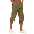 thumbnail image 2 of Below The Knee Shorts for Men Multi-Pockets Bermuda Cargo Shorts Baggy Casual Elastic Waist Hiking Pants, 3XL, 2 of 7