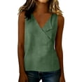 thumbnail image 6 of ClodeEU Women's V Neck Sleeveless Linen Blend Top,Solid Color Casual Tank Tops Green,Women's Plus XXL, 6 of 7