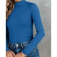 thumbnail image 2 of Vafful Long Sleeve T Shirt for Womens Mock Turtle Neck Ribbed Tops Shirts Slim Fitted Fall Clothes Tops Tunics Blouse S-XL Blue, 2 of 6