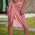 thumbnail image 2 of RUTAYY Beach Skirt Coverup Wrap Bikini Women Swimwear Tassels Shawl Sunscreen Swimsuit Skirt Solid Color Casual Travel Skirts, 2 of 5