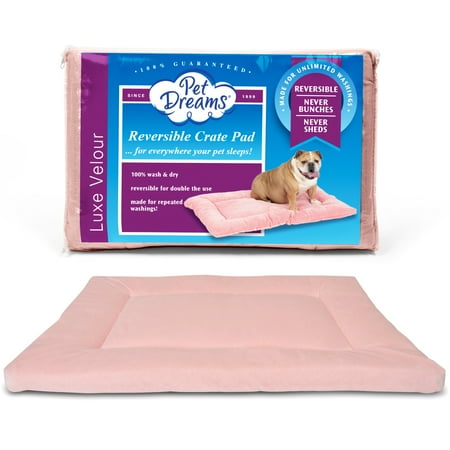 UPC: 0685589123045 | Pet Dreams Dog Crate Bed – Eco Friendly Bedding for Dogs  The Original Dog Crate Pad/Kennel Mat  Ultra Soft Dog Bed  Reversible Mats  Non Toxic Washable Dog Bed Pink  X Large 42 Inch Crate Pad