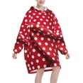 thumbnail image 2 of Couverture à Capuche Surdimensionnée à Pois Rouges et Blancs, Confortable, Cadeau de Noël pour Adultes, Chaude pour l'Hiver, avec Poche, 2 of 6