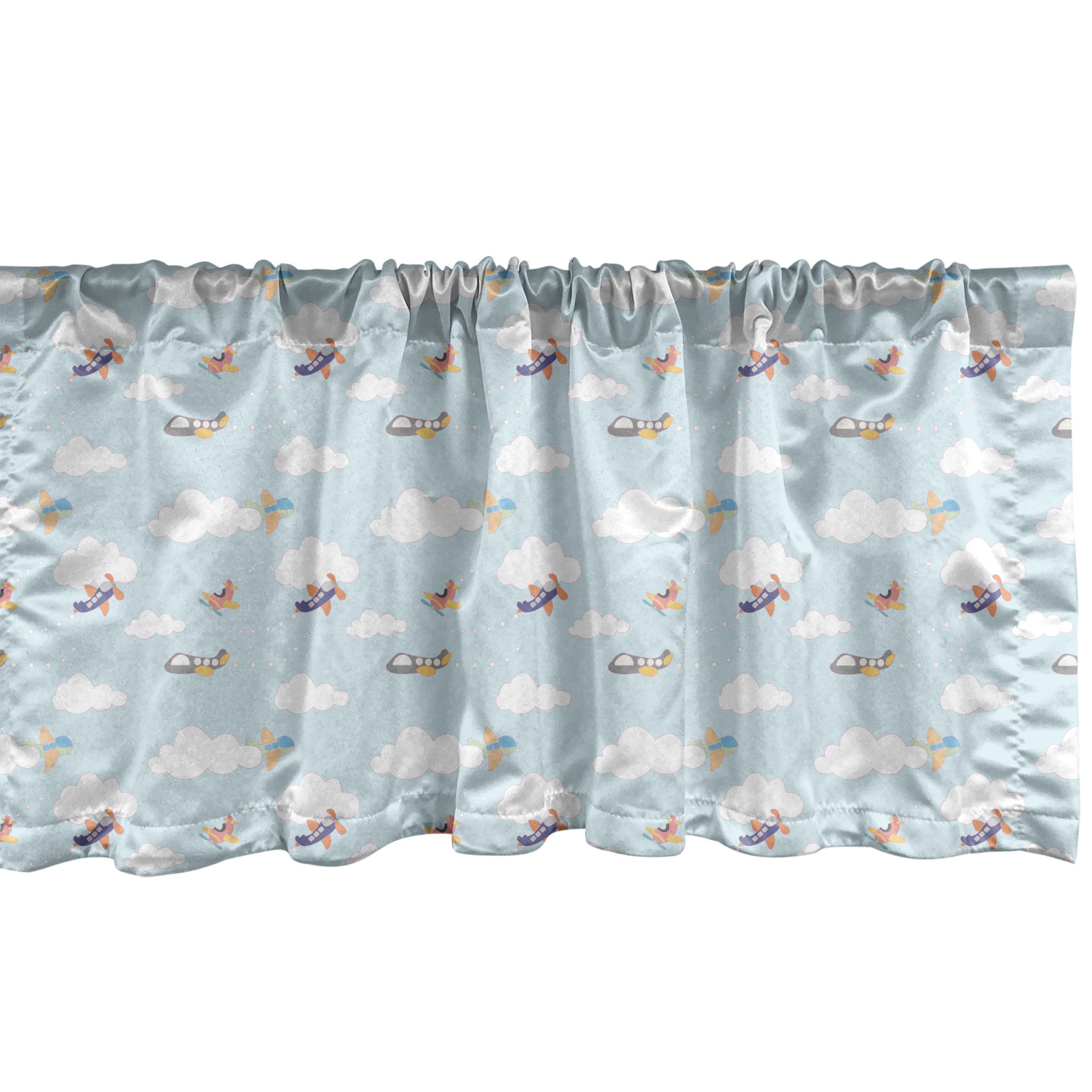 Airplane Window Valance Pack of 2, Continuous Clouds and Aircraft