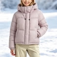 thumbnail image 3 of Owordtank Girls Detachable Hood Puffer Jacket Zip Up Warm Insulated Short Winter Coat Outerwear, 3 of 6