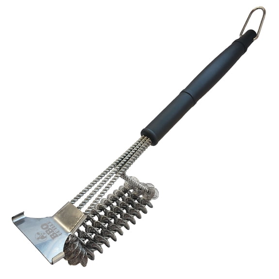 BBQ Butler Bristle Free Grill Brush - 360 Degree Grate Scraper - Stainless Steel