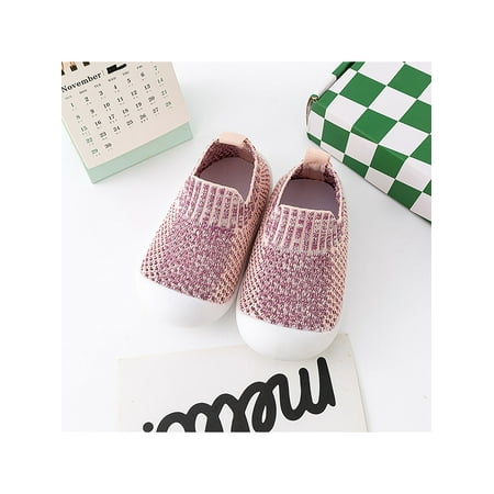 

Daeful Kids Sock Sneakers Slip On Casual Shoe Patchwork Walking Shoes Travel Lightweight Anti-Slip Mesh Flats Pink 7.5C