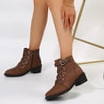 thumbnail image 5 of Women Ankle Boots With Side Zipper And Belt Buckle Knight Boot Winter Square Heel Pointed Toe Shoes, 5 of 7