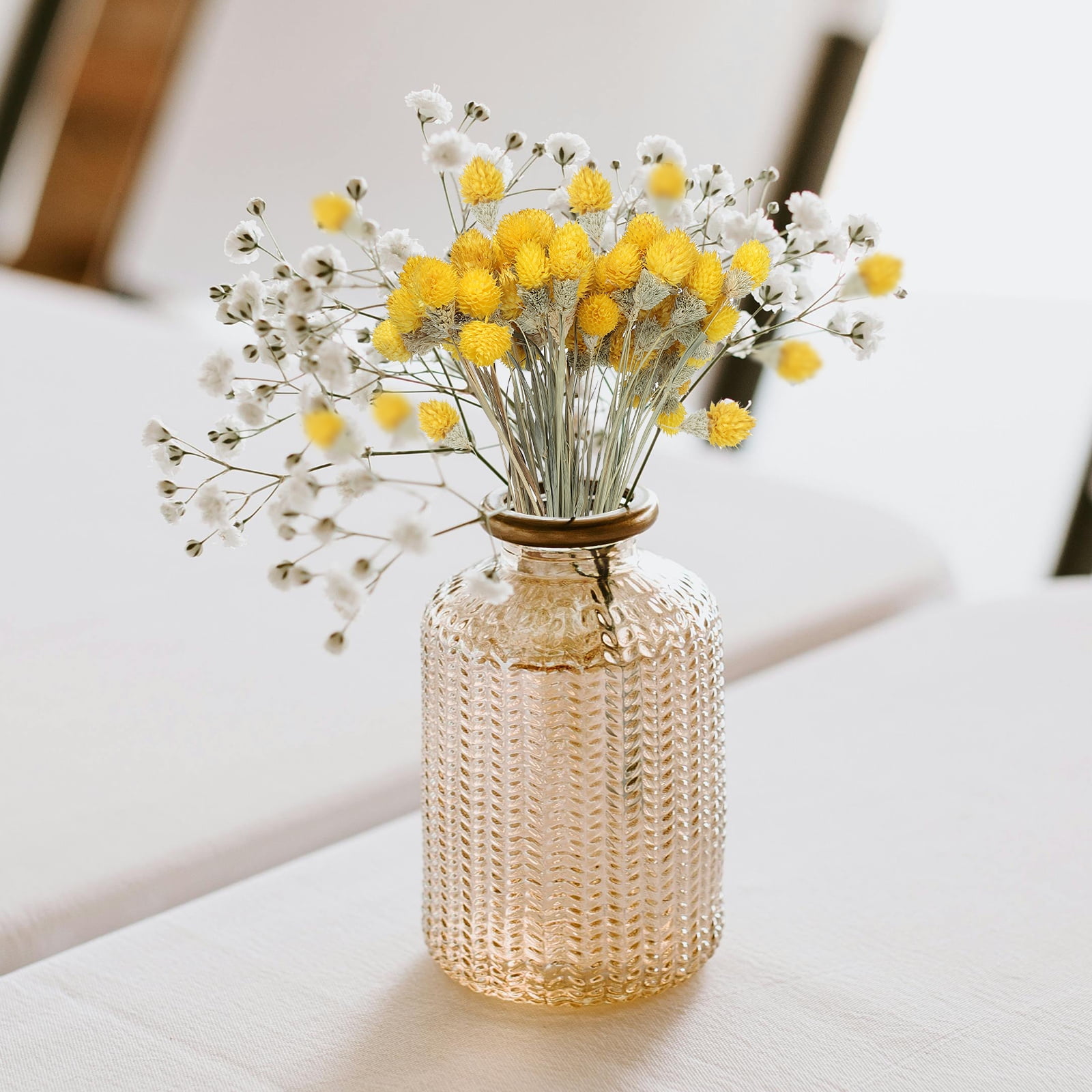 Uxcell 30Pcs 16 inch Dried Flowers for Vase Mini Pine Ball Flowers Rose Red