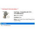 thumbnail image 2 of Fuel Pump - Compatible with 1972 - 1974 BMW Bavaria 1973, 2 of 2