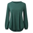 thumbnail image 5 of Women's Button-Down Shirts Long Sleeve Crew Neck Tops Solid Print Green Xxl, 5 of 5