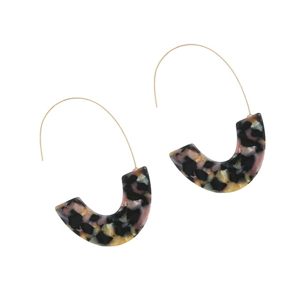 Qarigey 1 par de aretes de estilo simple con estampado de leopardo en forma de U para niñas adolescentes Ropa, zapatos y accesorios Miscelánea Negro Amarillo Rosa Qarigey AP010170-12