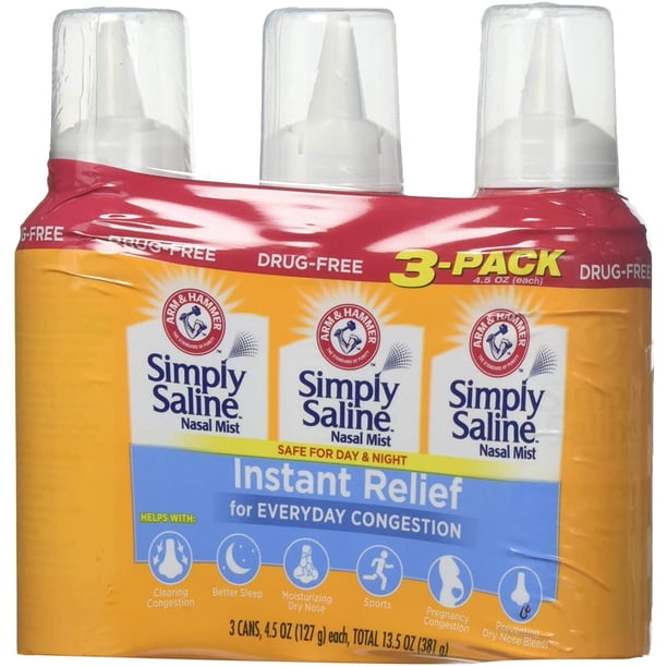 Arm & Hammer Simply Saline Nasal Relief Mist Spray Giant Size 4.25