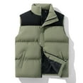 thumbnail image 2 of ZCFZJW Men's Outdoor Quilted Puffer Vest Stand Collar Lightweight Down Sleeveless Color Block Print Fall Winter Warm Jacket Padded Vest Green S, 2 of 8