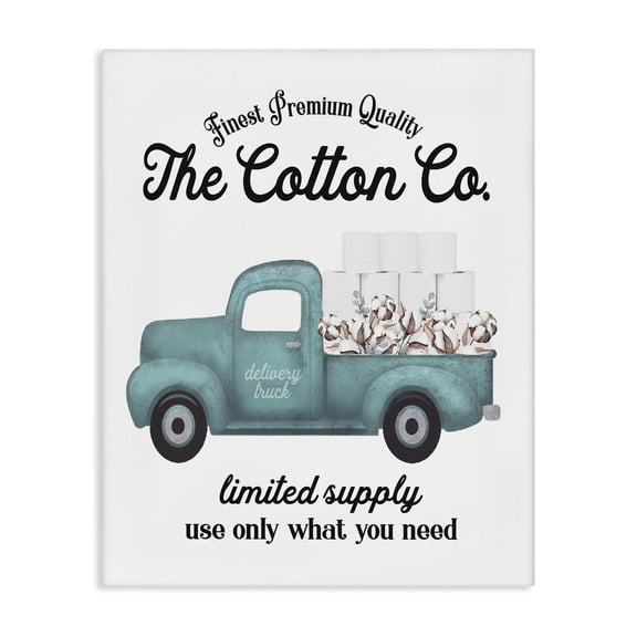 Stupell Industries Rustic Lodge Toilet Paper Cotton Truck Canvas Art, 16 x 20, by Lettered and Lined