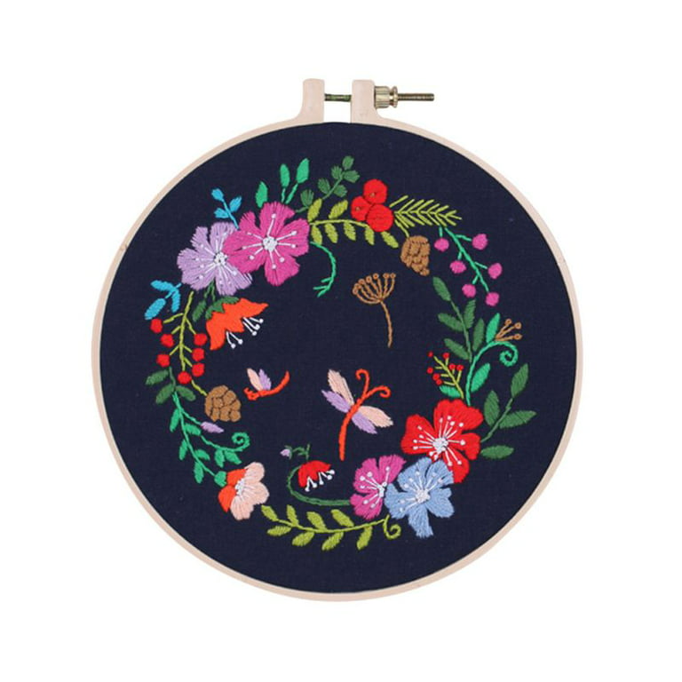 Funny Embroidery Kit for Beginners Flower Wreath Cross Stitch
