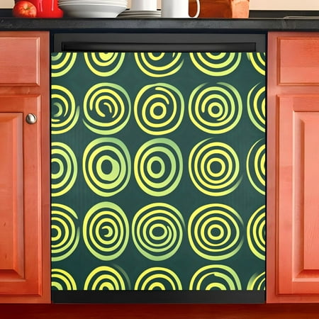 

Ryvnso Green Circle Pattern Dishwasher Magnetic Refrigerator Magnet Cover Kitchen Home Decorative 23 x26