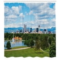 thumbnail image 3 of Ambesonne Urban Shower Curtain, Sunny City Park at Denver, 69"Wx75"L, Sky Blue Fern Green, 3 of 3